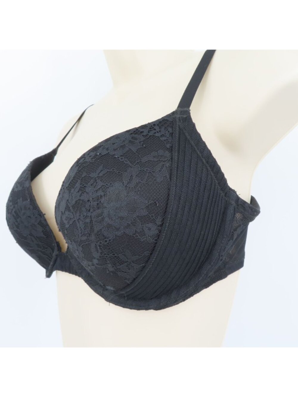 Victorias Secret 34D Dream Angels Push Up Bra Black Flower Lace Underwire Padded - Picture 4 of 15